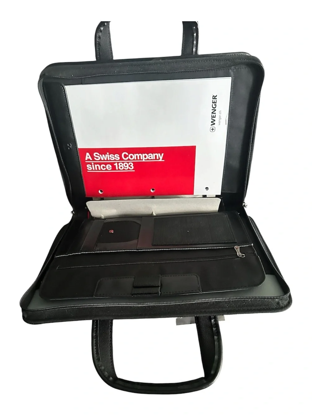 Wenger Black 14 inch Laptop Briefcase with Red Tag Accent